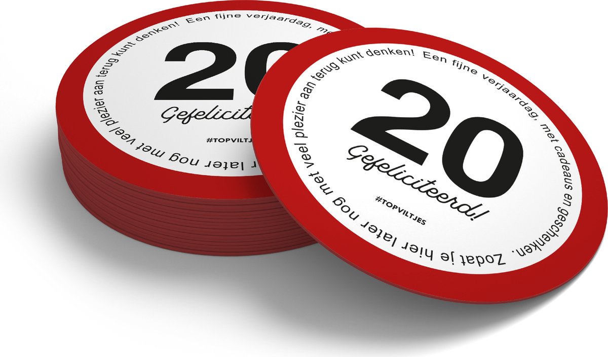 Bierviltjes Verjaardag | Gefeliciteerd 20 jaar (20 stuks)